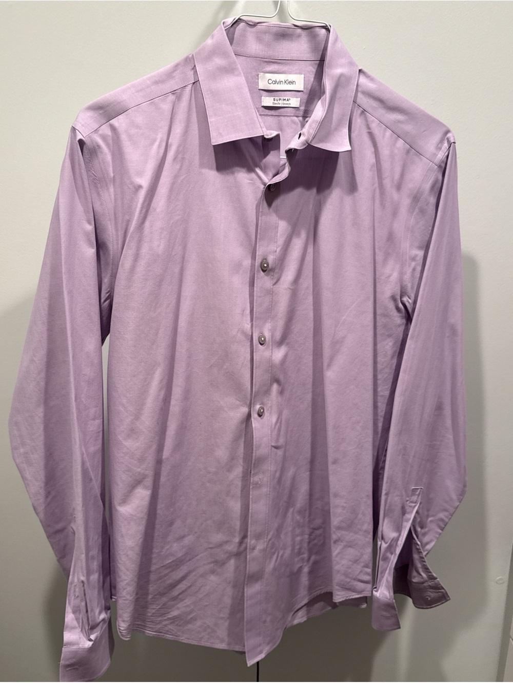 Calvin Klein, infinite wrinkle free slim fit, stretch, flex collar dress shirt